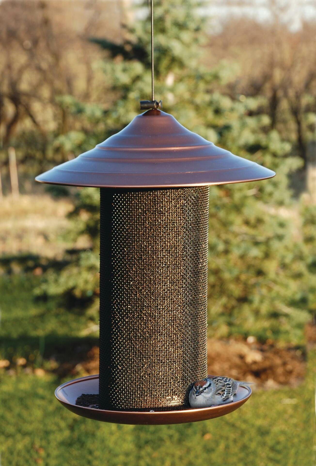 Panacea Brushed Rust-Resistant Aluminum & Copper Finch Mesh Bird Tube Feeder, 5-lb, 14.6-in