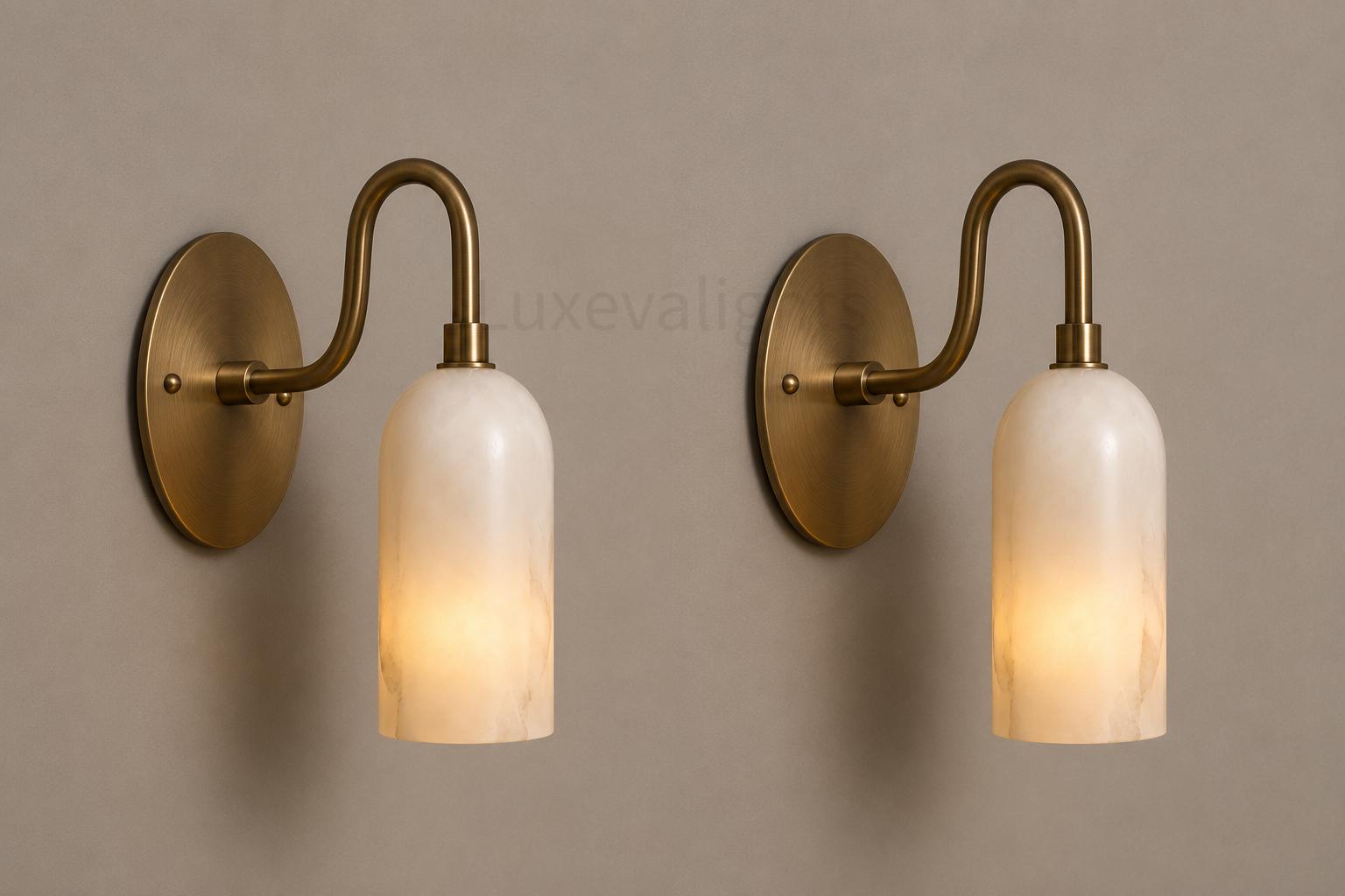 Modern Alabaster Wall Sconce Pair, Antique Brass Wall Light Fixture, 1950s Mid Century Bathroom Vanity Light, Handmade Brass Wall Lamp