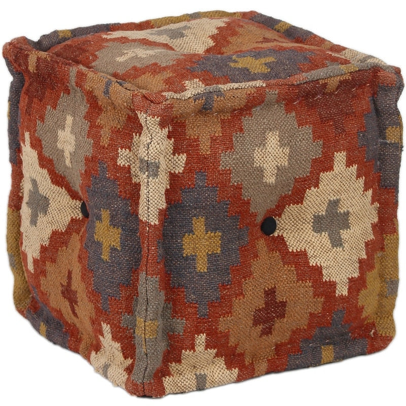 HERAT ORIENTAL Handmade Wool and Jute Upholstered Pouf