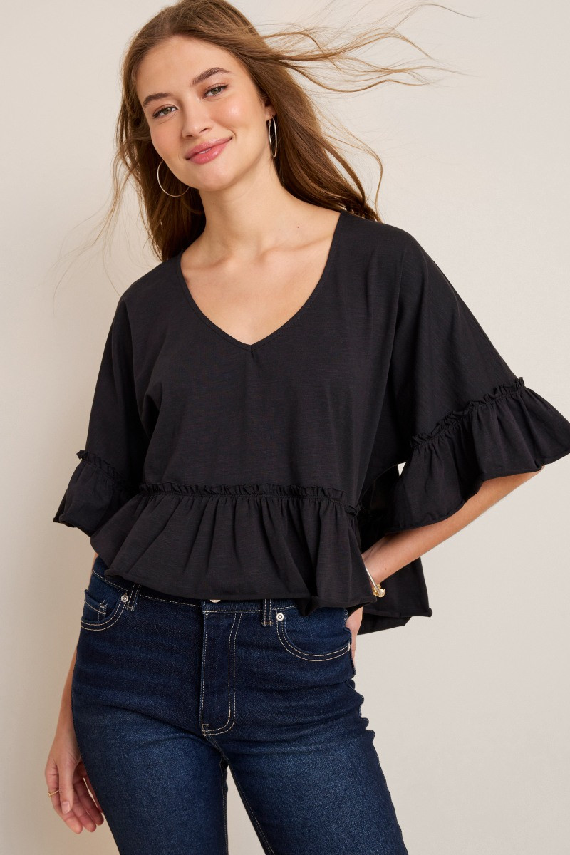 Elaine Ruffle Dolman Tee