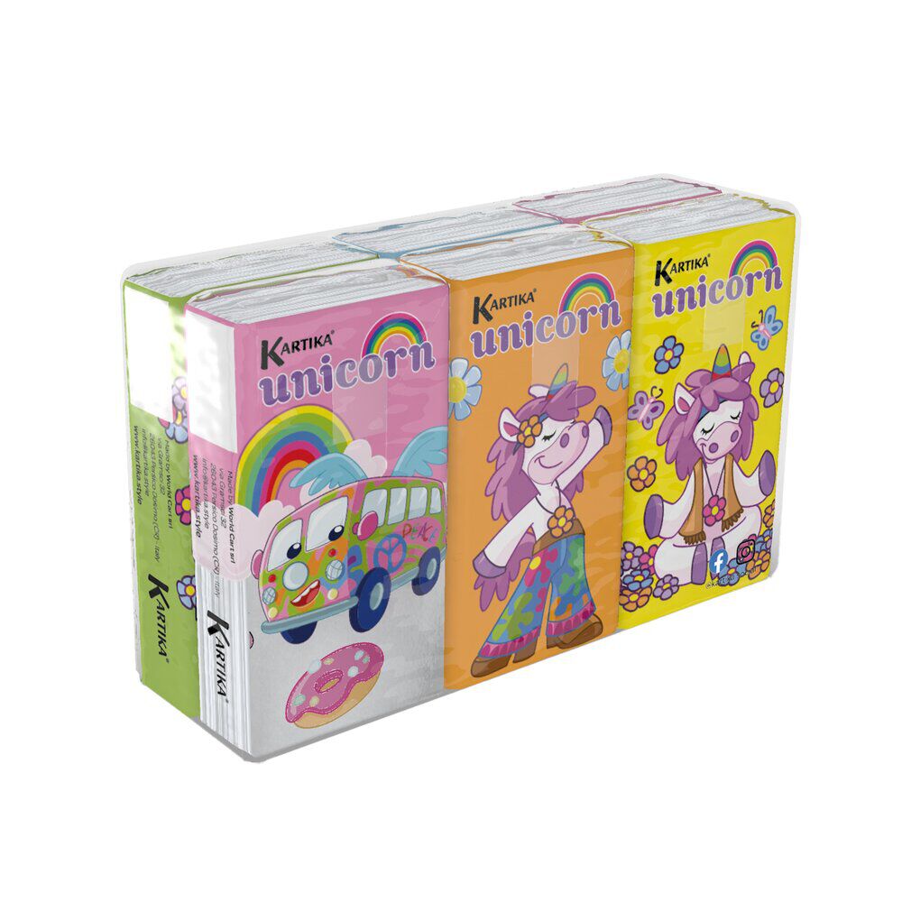 Lot de 6 paquets de mouchoirs en papier à 4 plis motif licorne