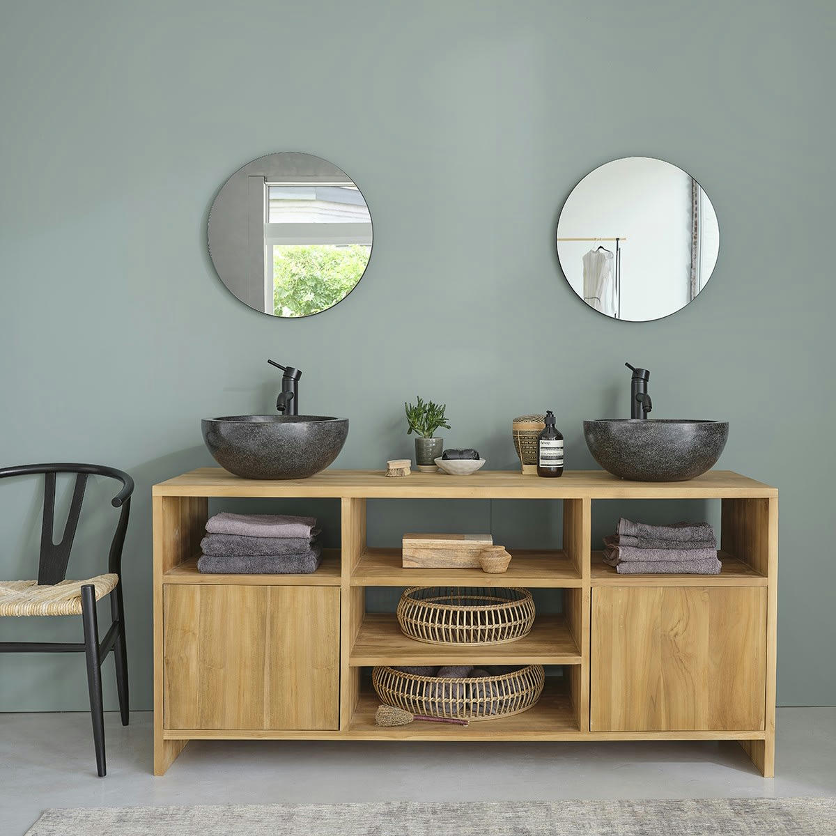 NOA - Meuble double vasque en teck massif 160 cm