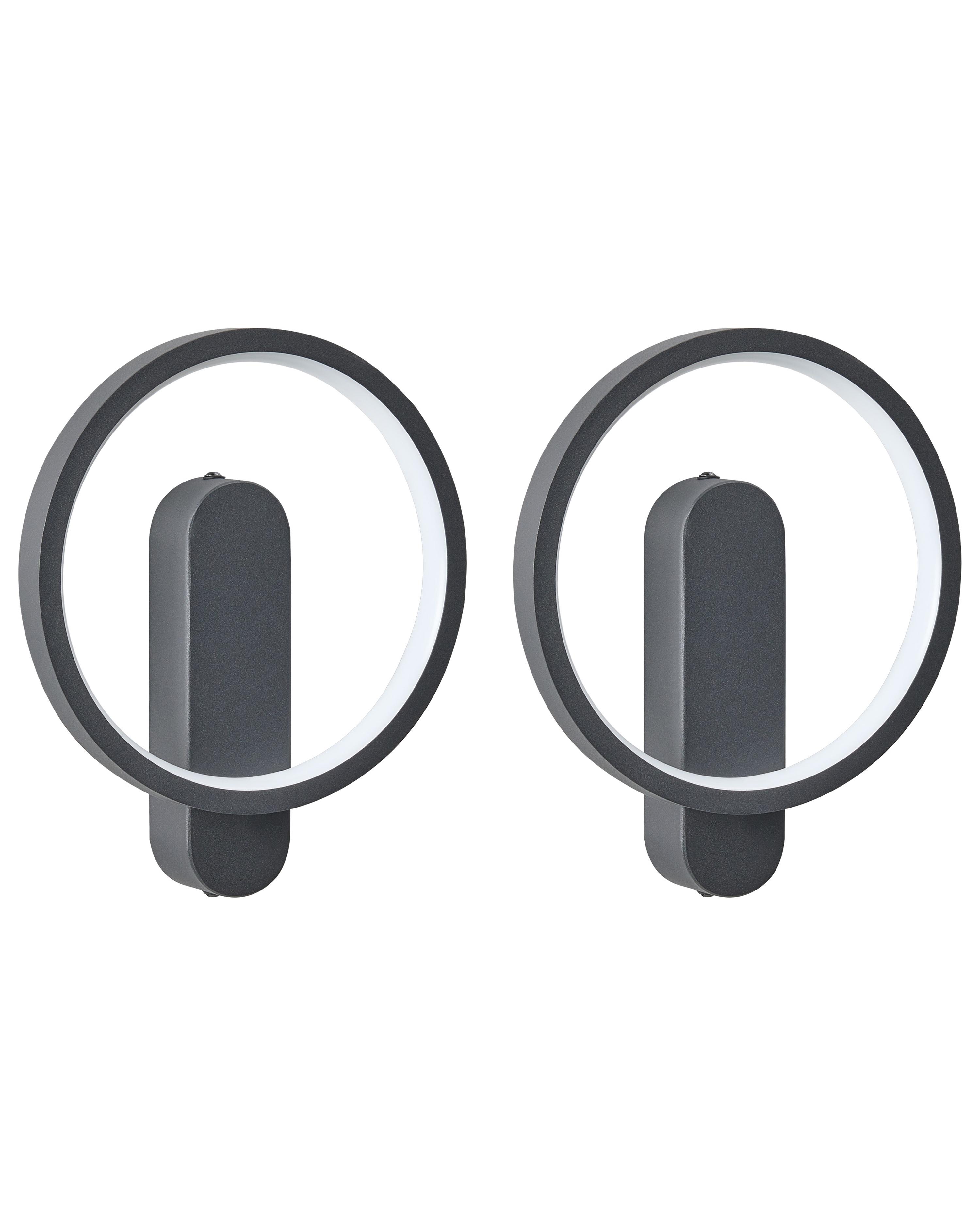 Set of 2 Wall Lamps BLIES LED Metal Black