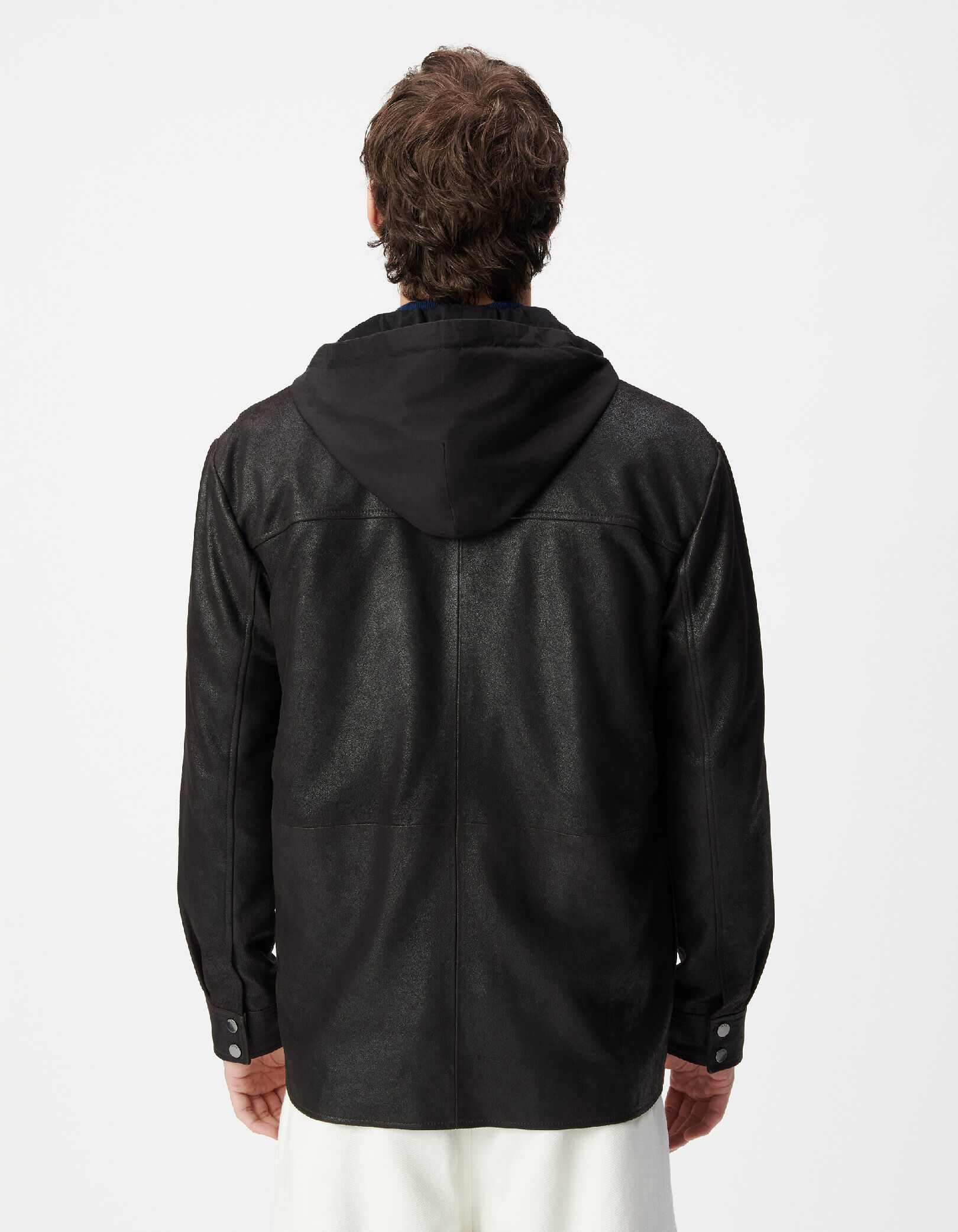Surchemise marron cuir capuche amovible Homme