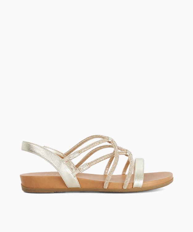 Lyrically Gold - Leather Embellished Flat Sandals