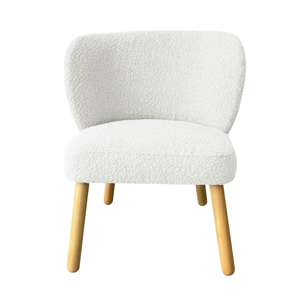 RAPH - Fauteuil en tissu bouclette et bois blanc