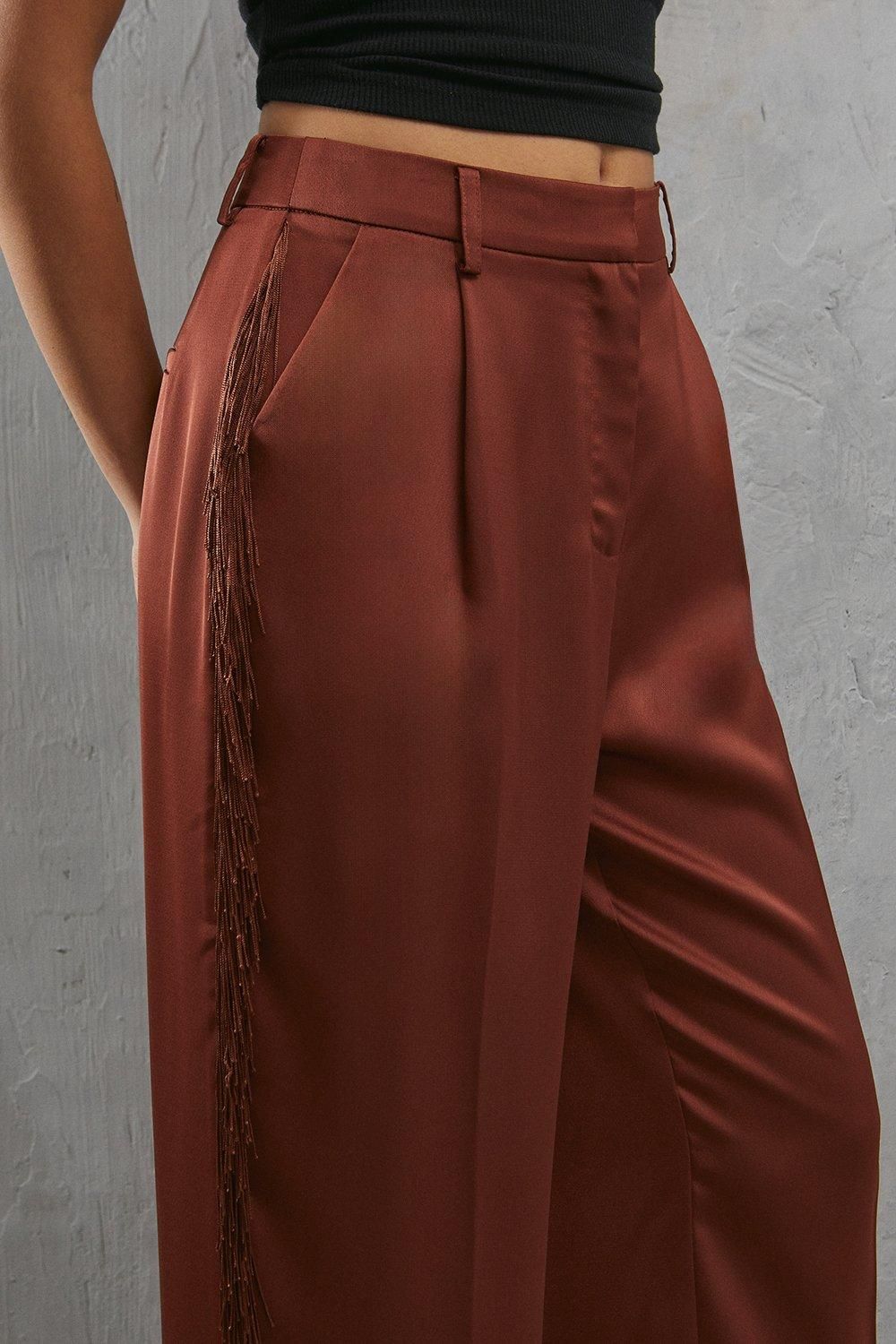 Warehouse Premium Fringe Side Straight Leg Trouser