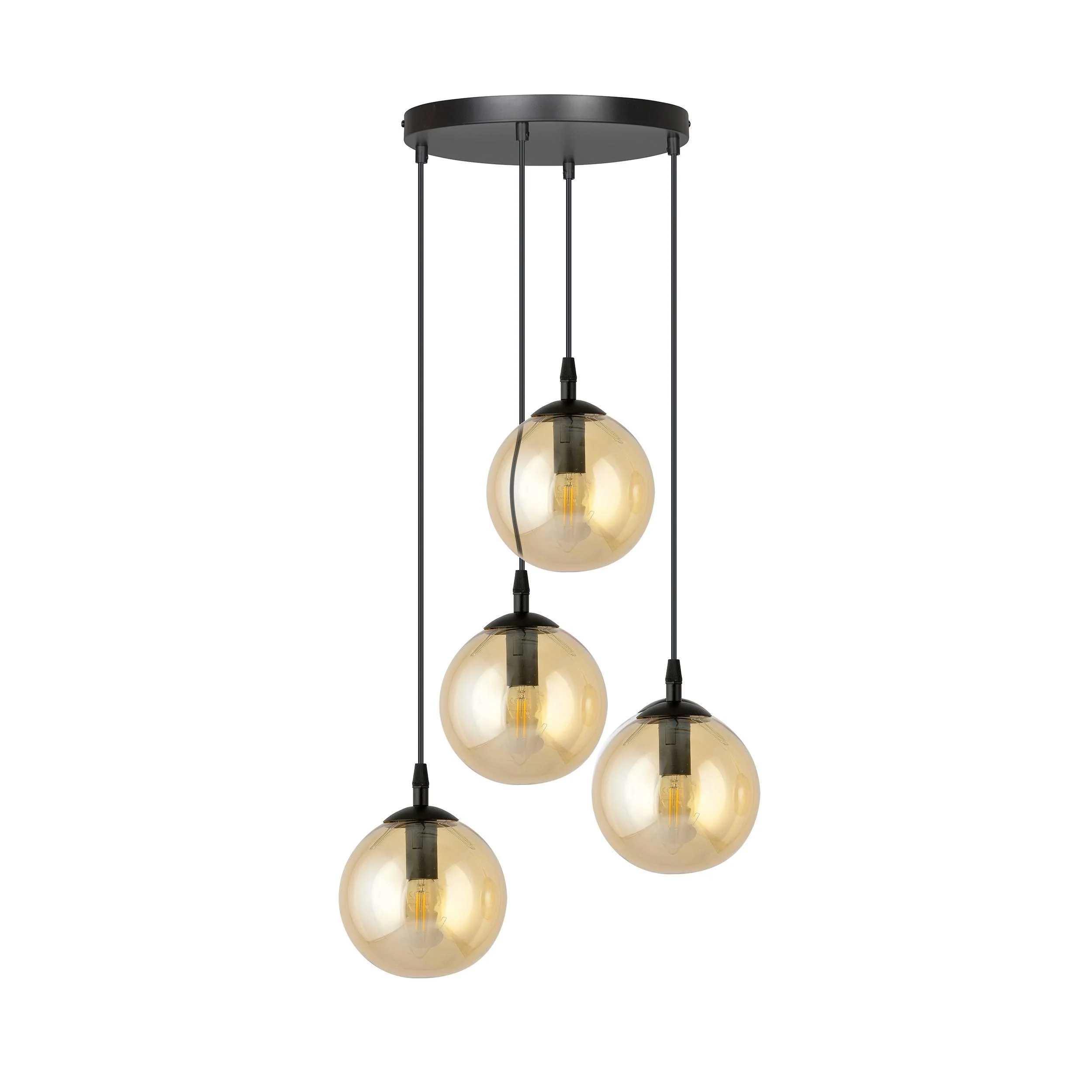 Glazen hanglamp eetkamer Cosmo rond 4-lichts