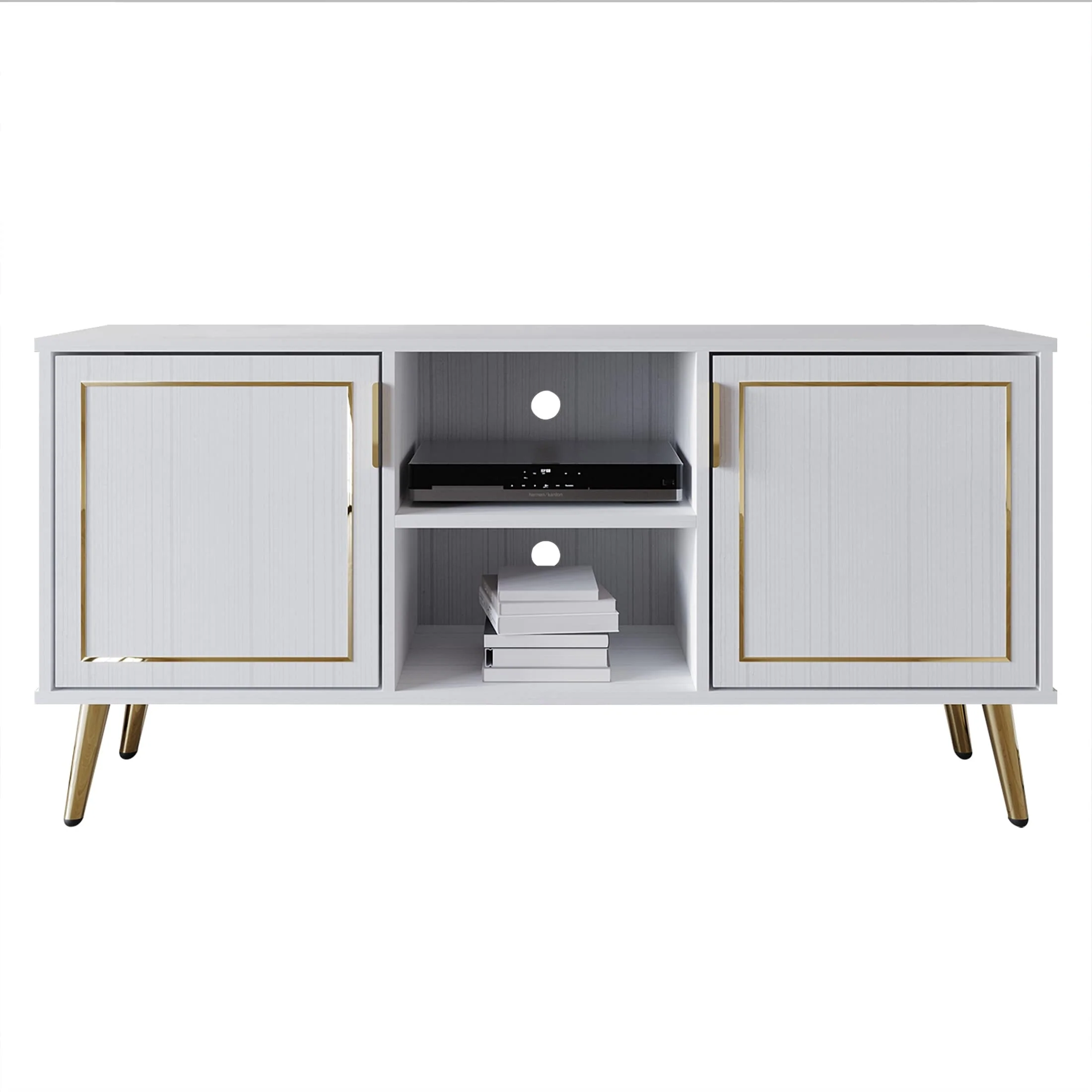 CraftPorch Elegant Modern Gold Metal Legs TV Stand Console