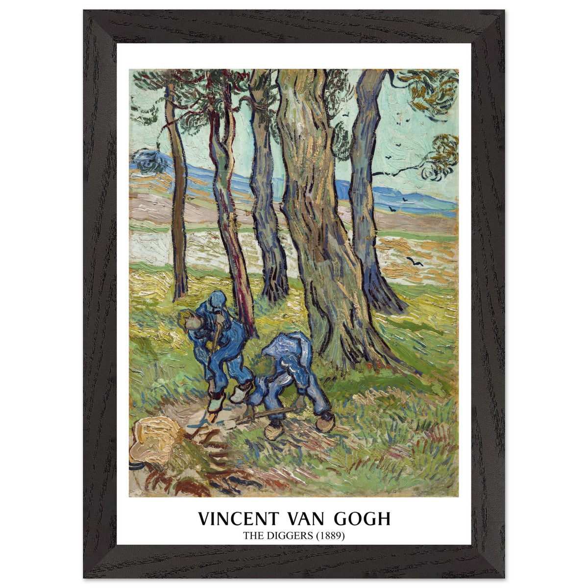 Artfulprints Poster met Lijst Vincent van Gogh - The diggers  - A4 21x29.7 cm - Groen