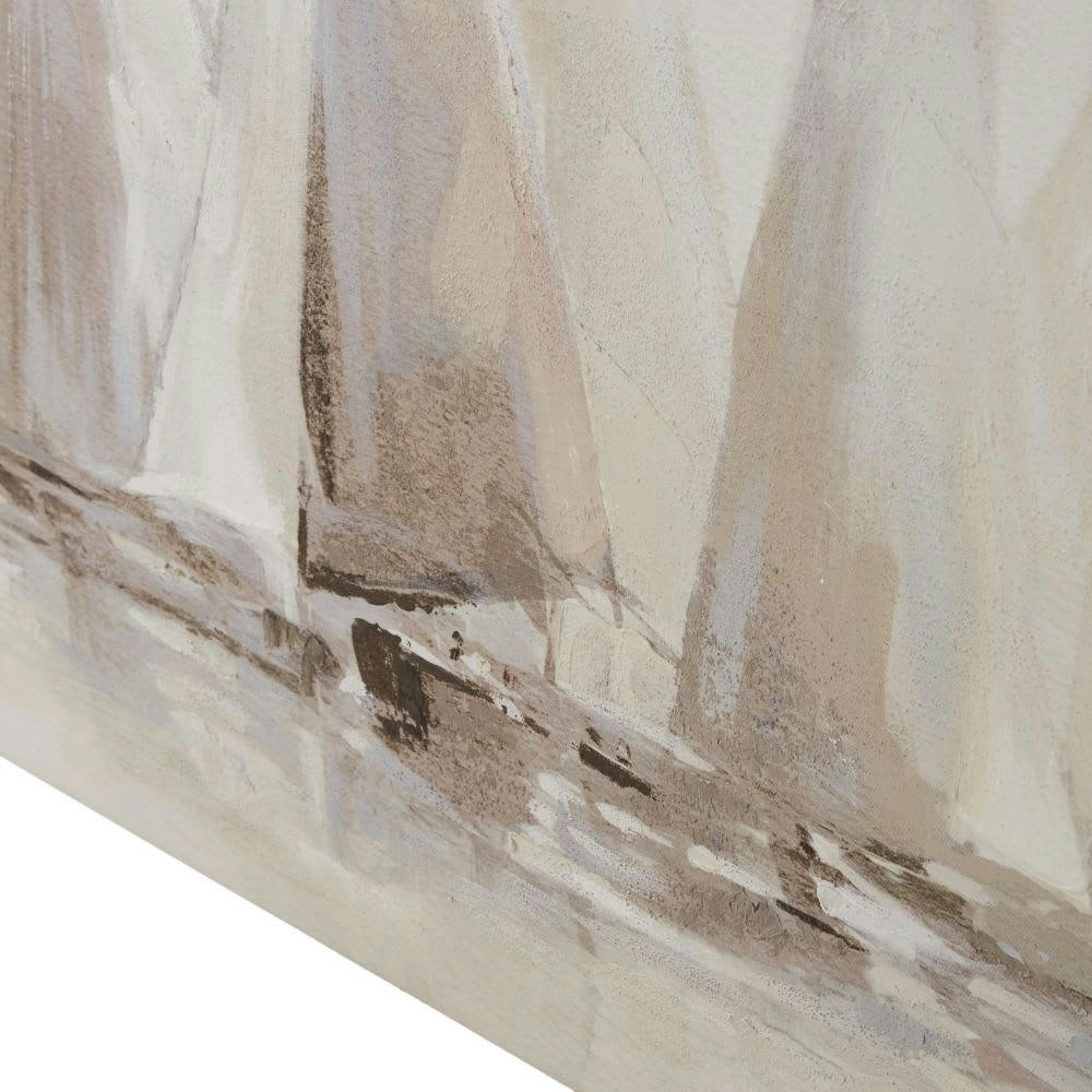 BAPTISTE - Toile peinte voiliers bleus et beiges 120x60