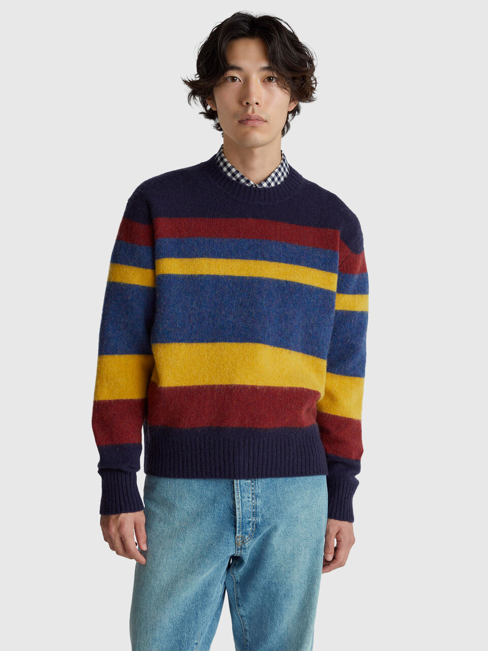 Striped sweater in Shetland wool