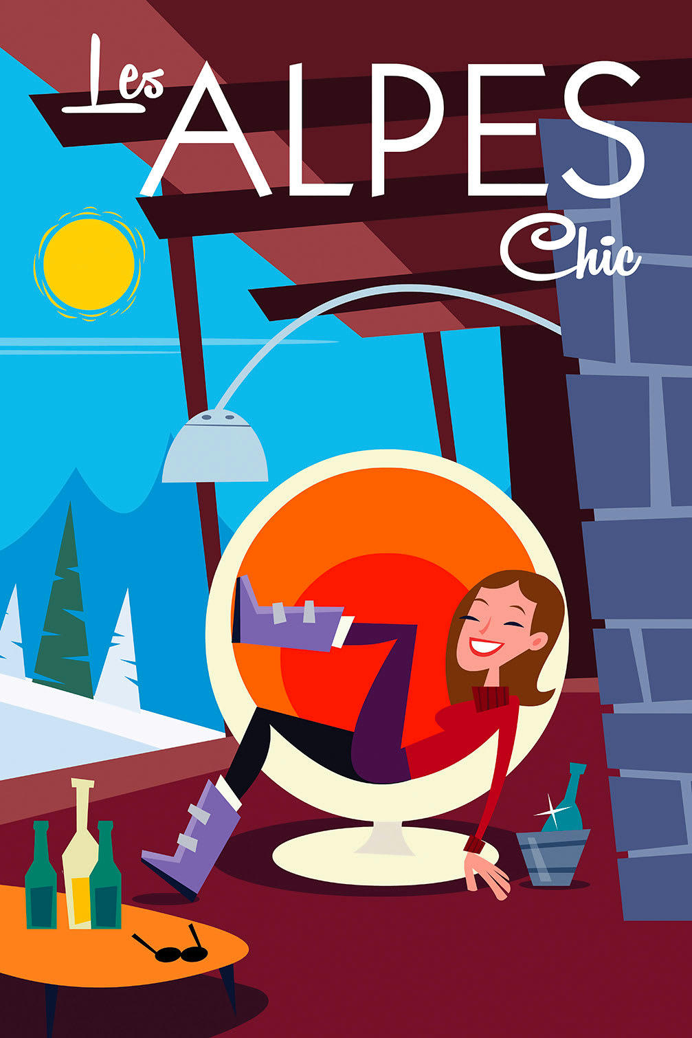 - Tableau pause au chalet imprimé sur toile 80x120cm