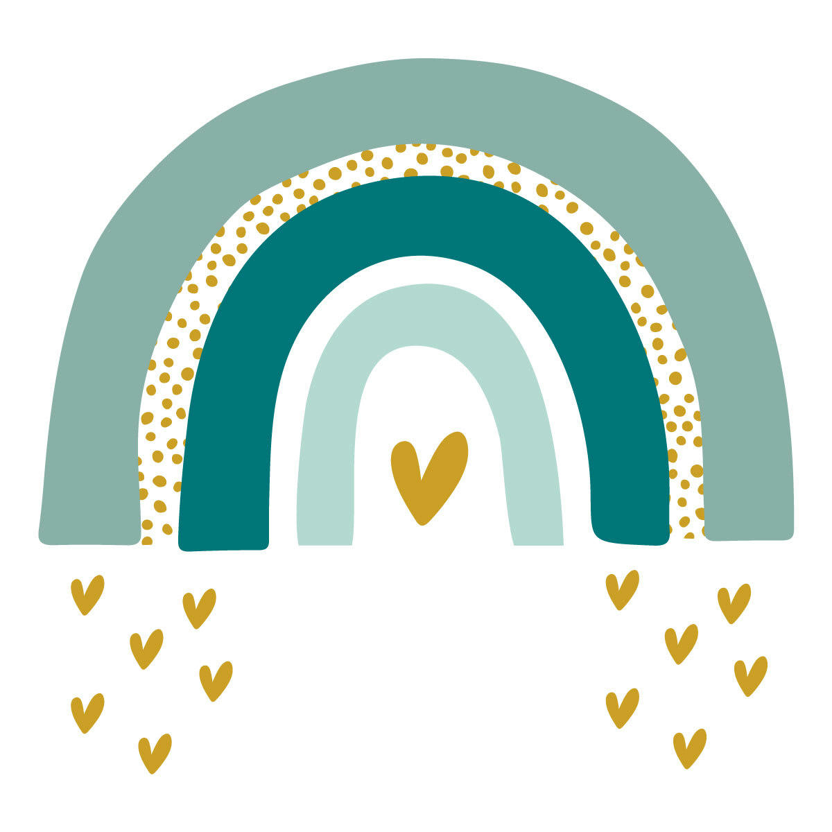 RAINBOWS1 - Stickers mureaux en vinyle arc en ciel vert et moutarde