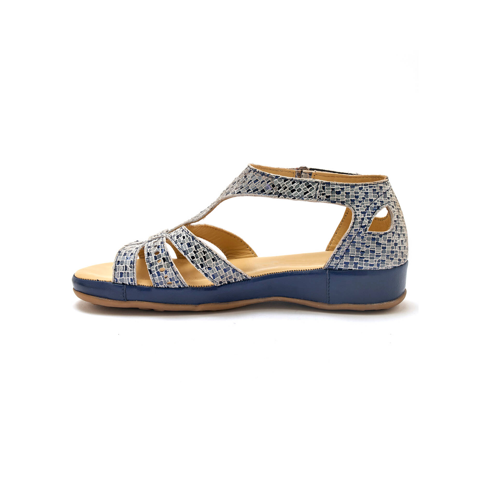 Sandales à bride en cuir ajouré, largeur confort