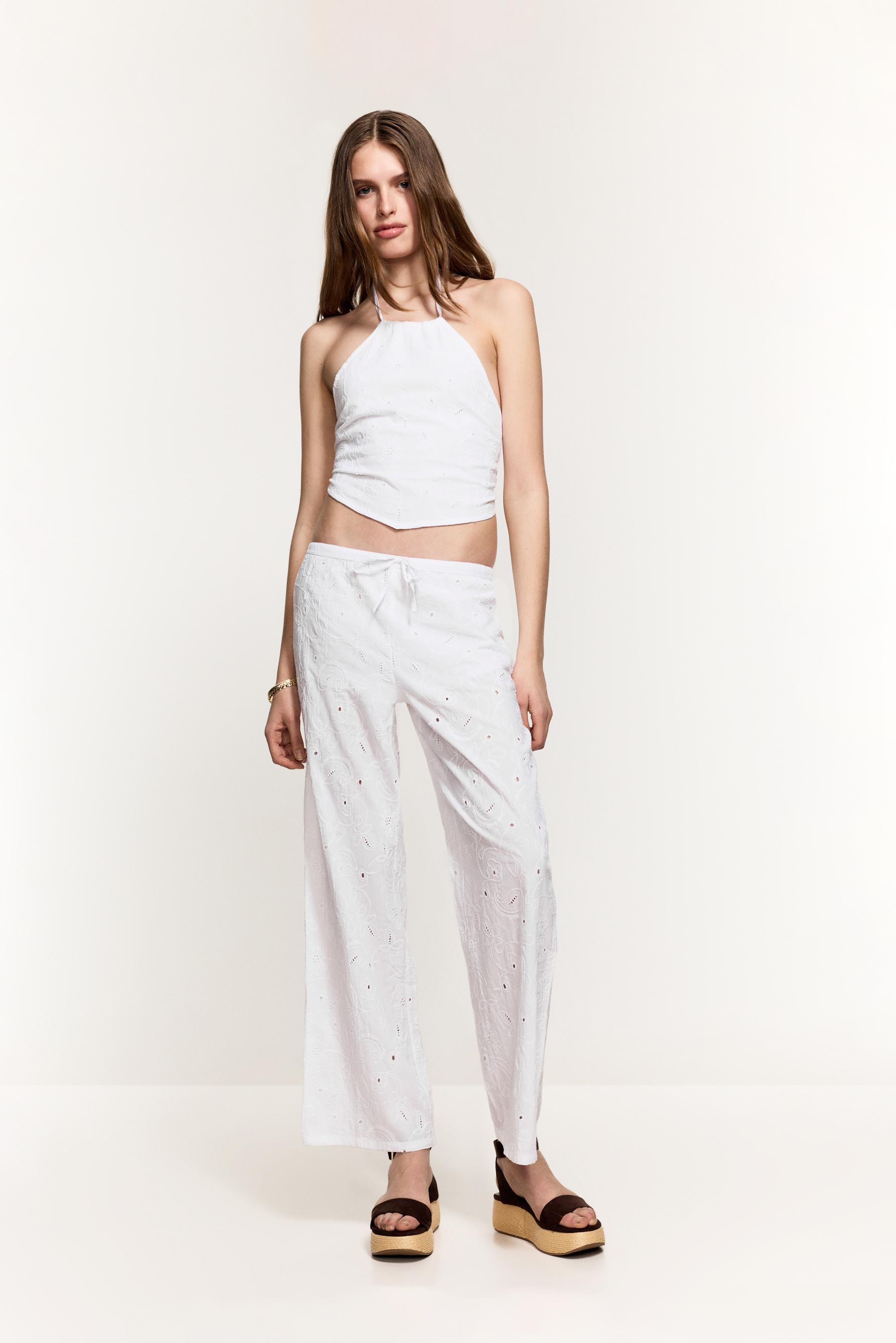 Pantalón straight bordado