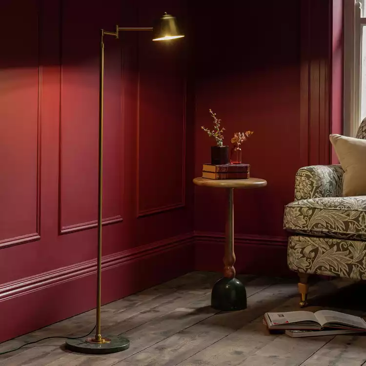 Habitat x Morris & Co. Library Swing Arm Brass Floor Lamp