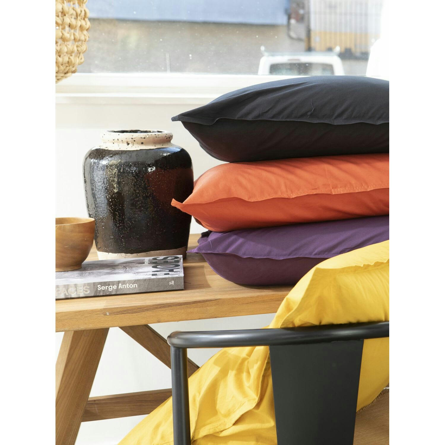 ORANGE - Taie d'oreiller percale de coton rouge 50x70 cm