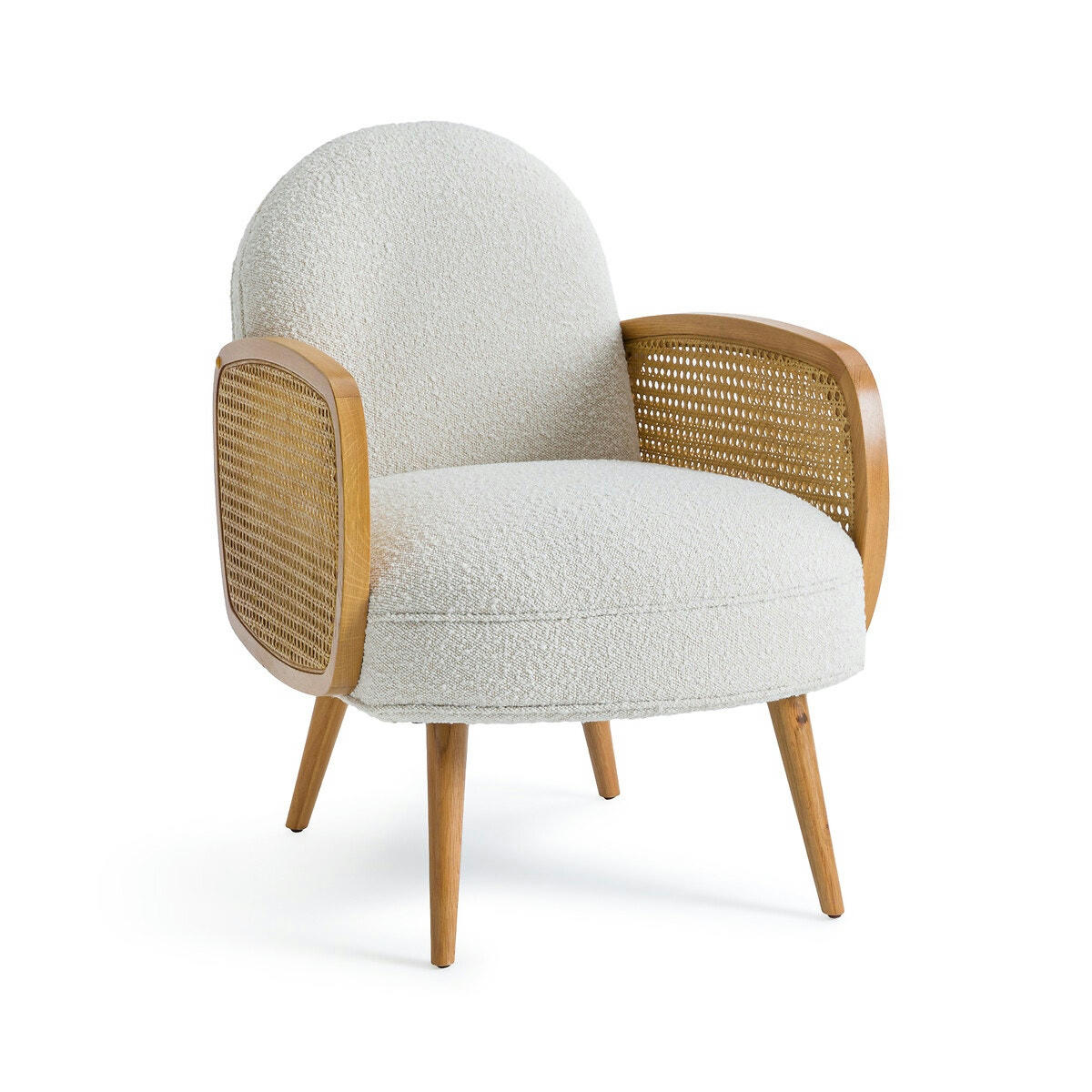 Fauteuil bouclette et cannage, Buisseau
