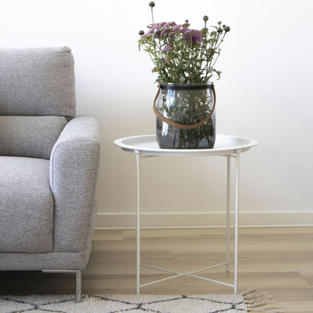 BASTIA - Bout de canapé en métal blanc