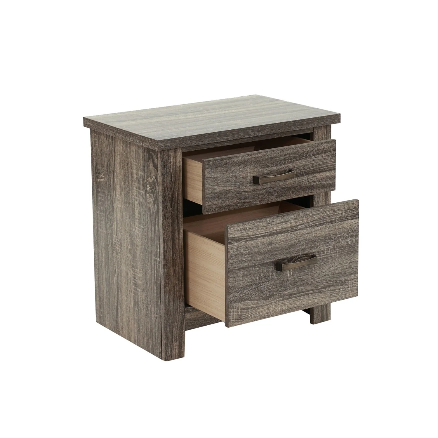 Wooden 2 Drawers Nightstand in