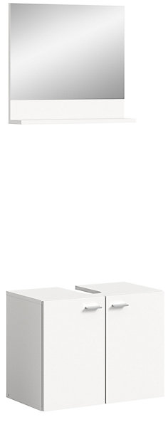 Boston - Ensemble de 2 meubles de salle de bains (L/H/P : 57x186x33 cm) en mélaminéblanc, vasque non incluse