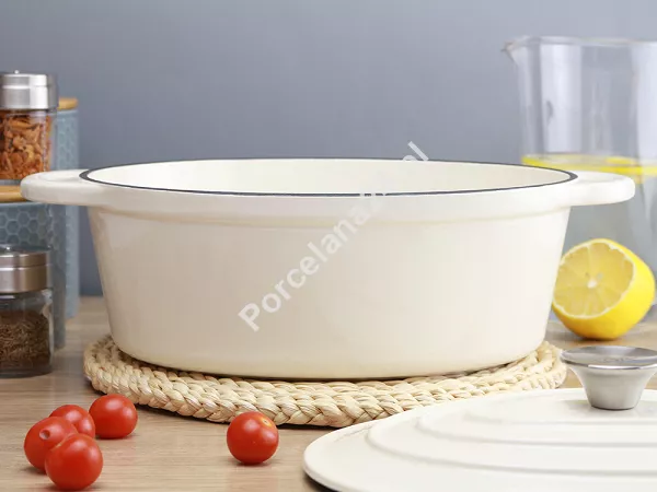 Garnek owalny żeliwny / brytfanna 30 cm Nois - Tierra Kremowy 17.830089