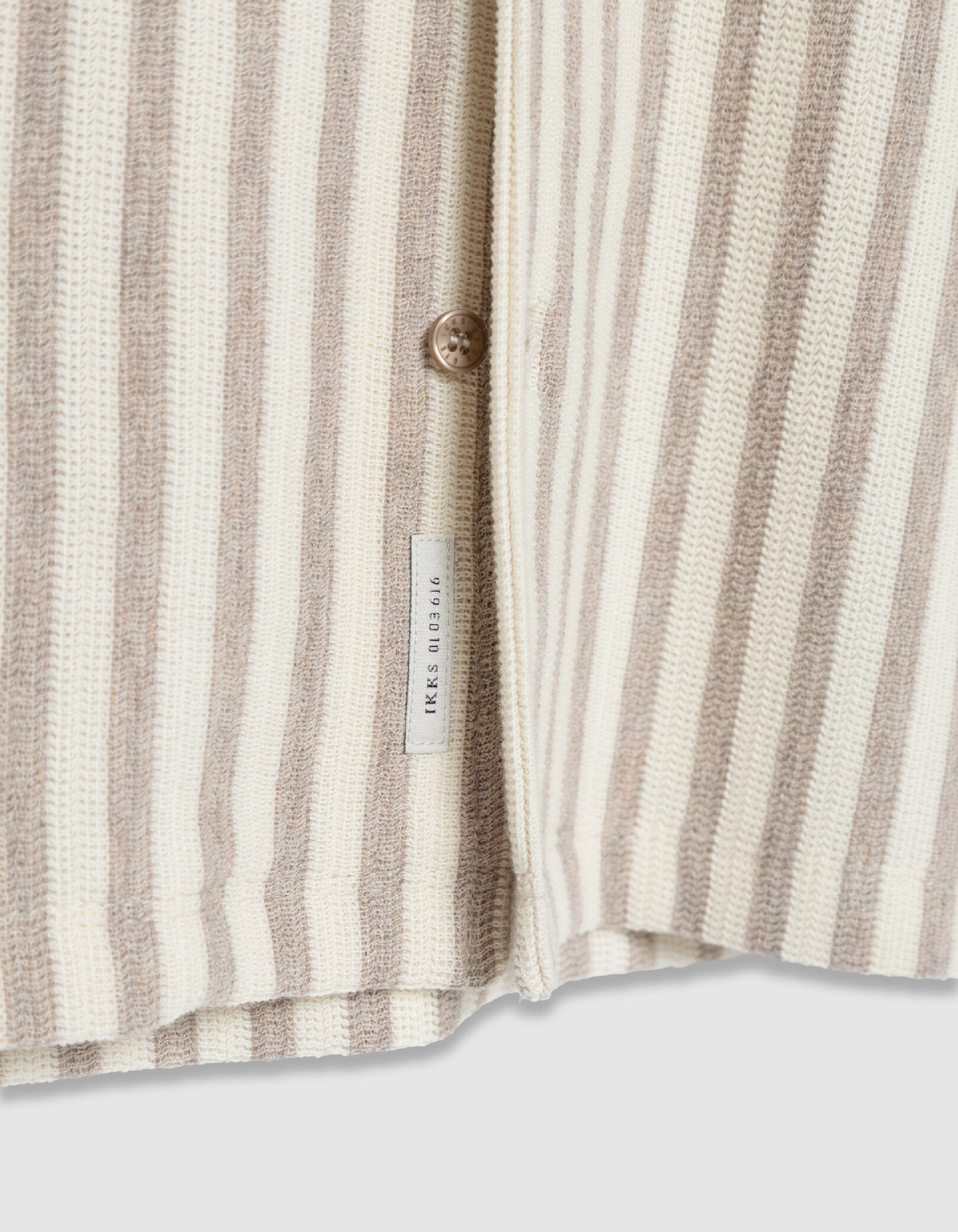Chemise manches courtes beige maille rayures Homme