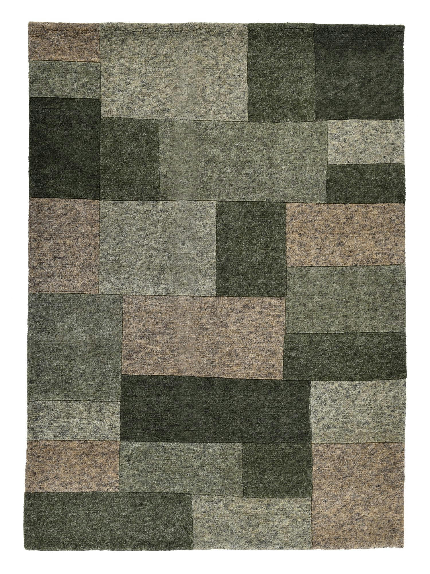 DALAS - Tapis moderne noué main en laine vert 70x140 cm