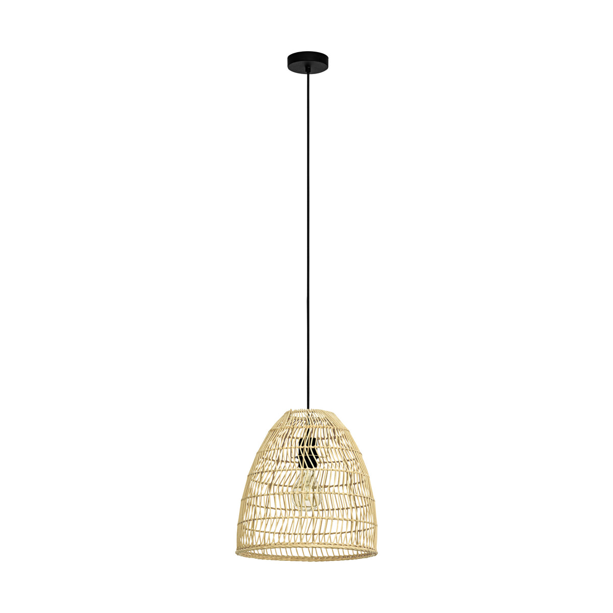 EGLO hanglamp Ayesgarth - e27 - ø 33 cm - zwart/hout