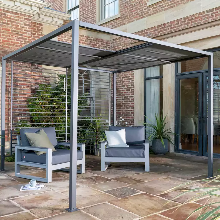 Norfolk Leisure 2.8m x 2.8m Sliding Roof Garden Gazebo- Grey