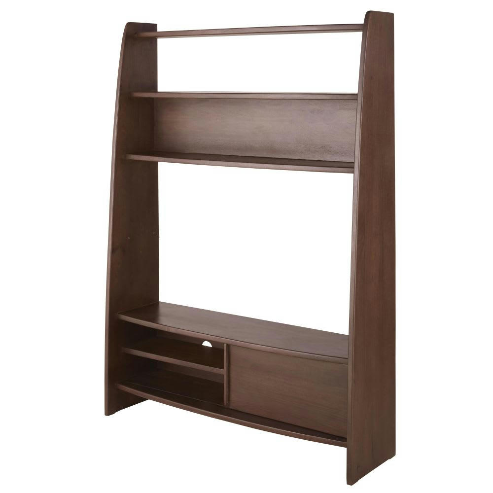 Lausanne - Meuble TV haut avec étagères 1 porte en bois d'acacia