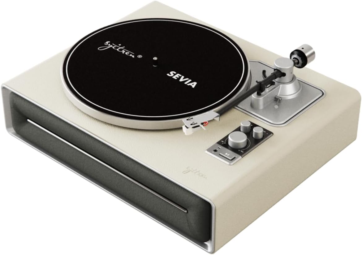 SEVIA Record Player Vintage Turntable for Vinyl Records with Built-in Speakers Bluetooth Retro Phonograph