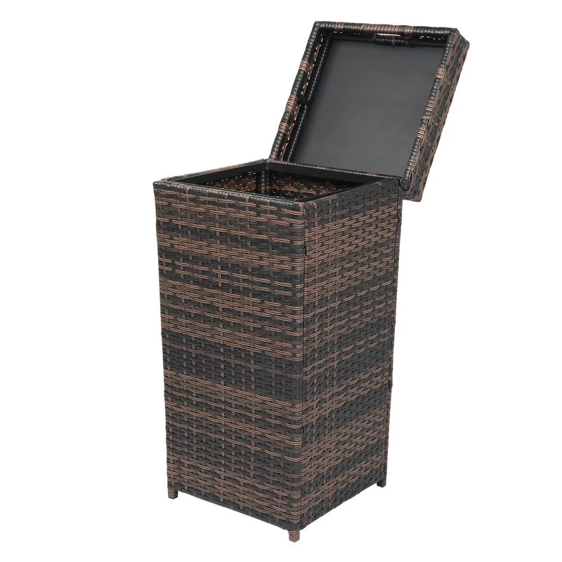Patio Weather Resistant Wicker Trash Bin