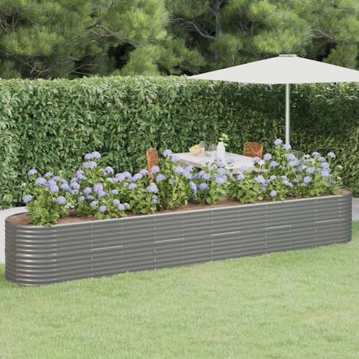 NNEVL Garden Planter Powder-coated Steel 440x80x68 cm Grey