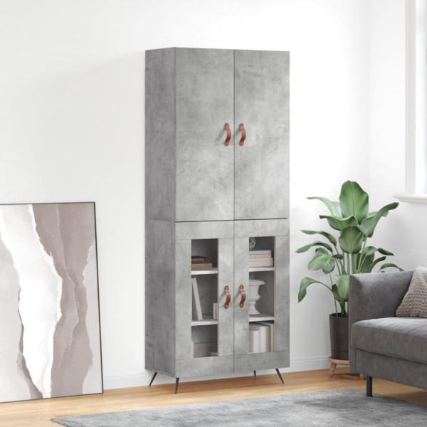 Szafka Regał Witrynka Szara z Drzwiami 69.5x34x180 cm do Salonu
