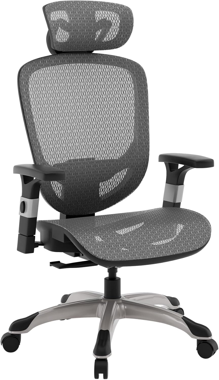STAPLES Ergonomic Task Chair, Mesh, Ergonomic, Lumbar Support, Swivel, Gray