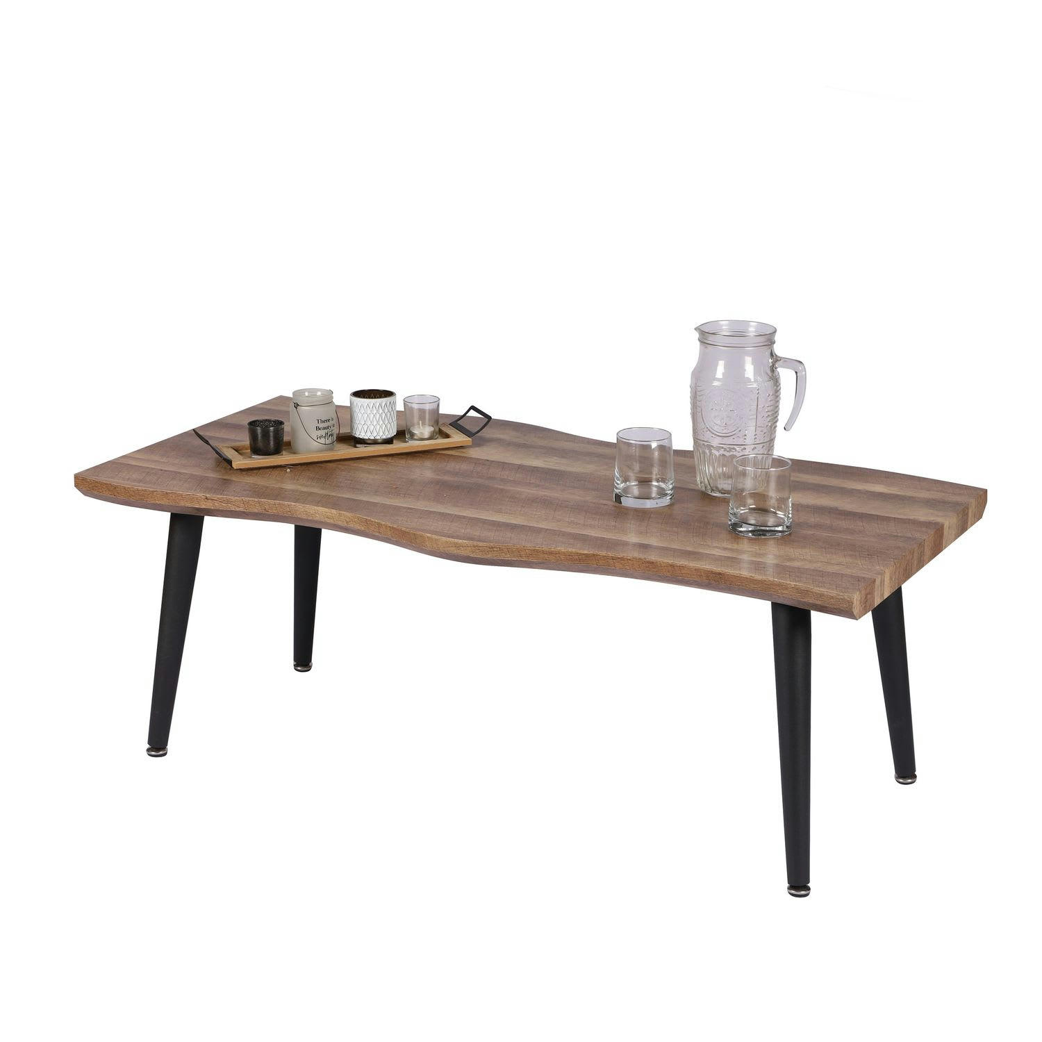 RUSTI - Table basse en mdf et métal marron