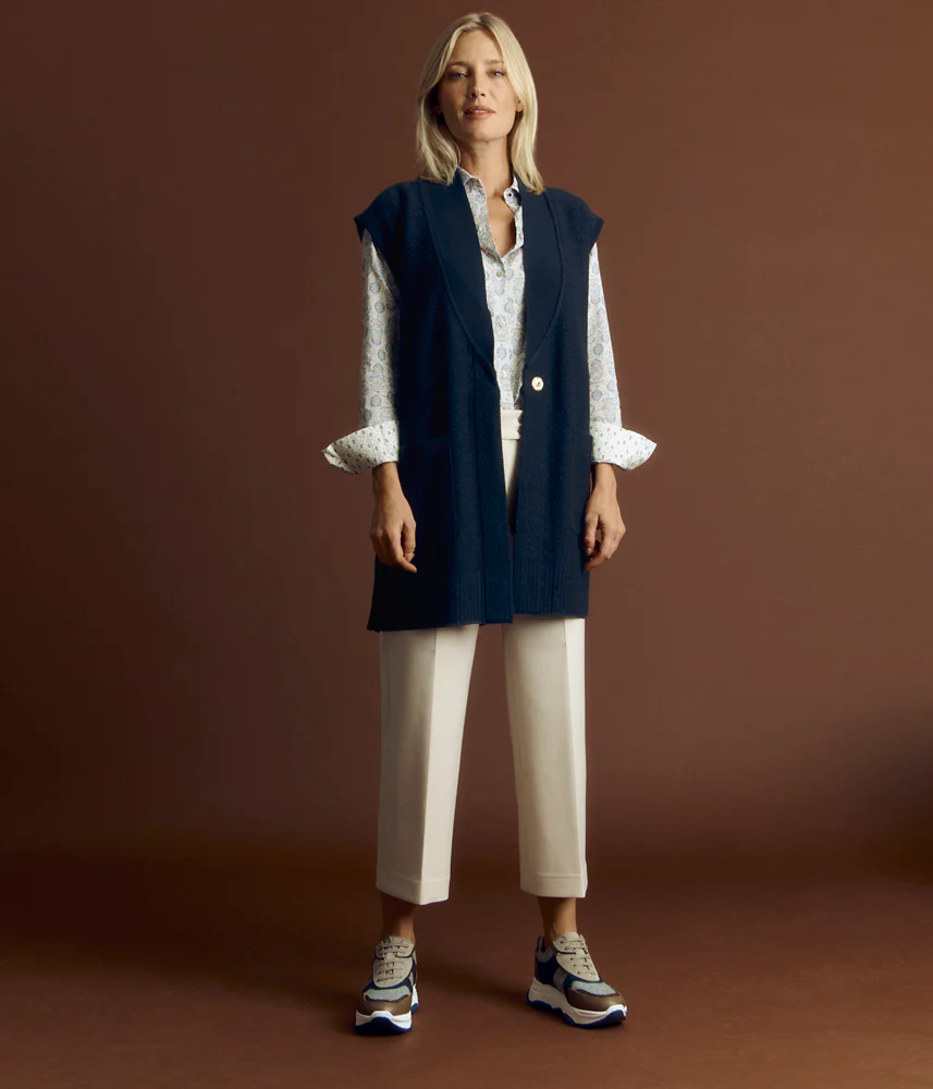 Veste longue maille en laine Mérinos et alpaga NOW-B/84118/921