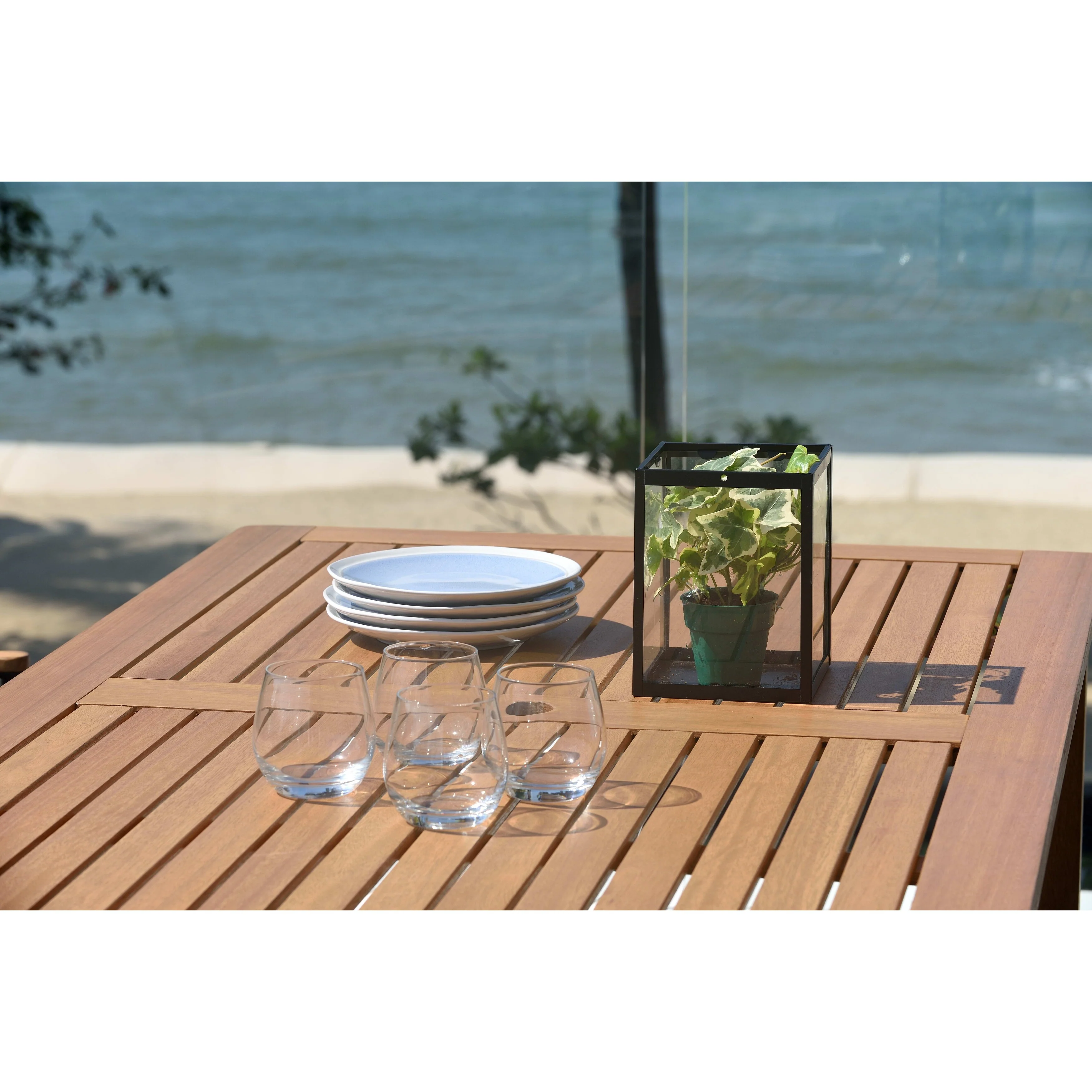 LifestyleGarden 7pc Outdoor Wood Dining Set (Teak Finish) - 7-Piece
