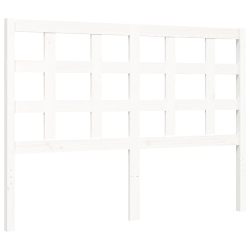 NNEVL Bed Frame with Headboard White 137x187 cm Double Solid Wood