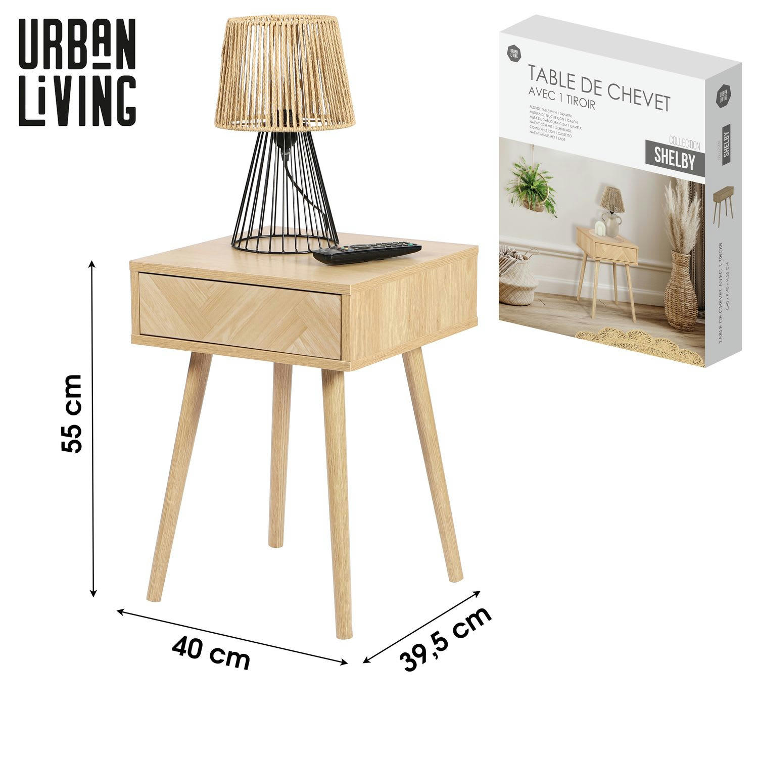 - Table de chevet 1 tiroir beige