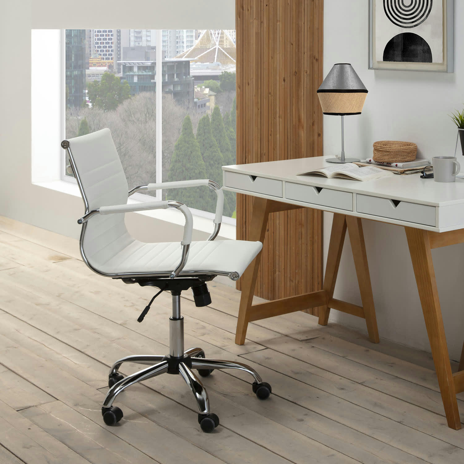 CROMA - Fauteuil de bureau inclinable blanc,cuir synthétique
