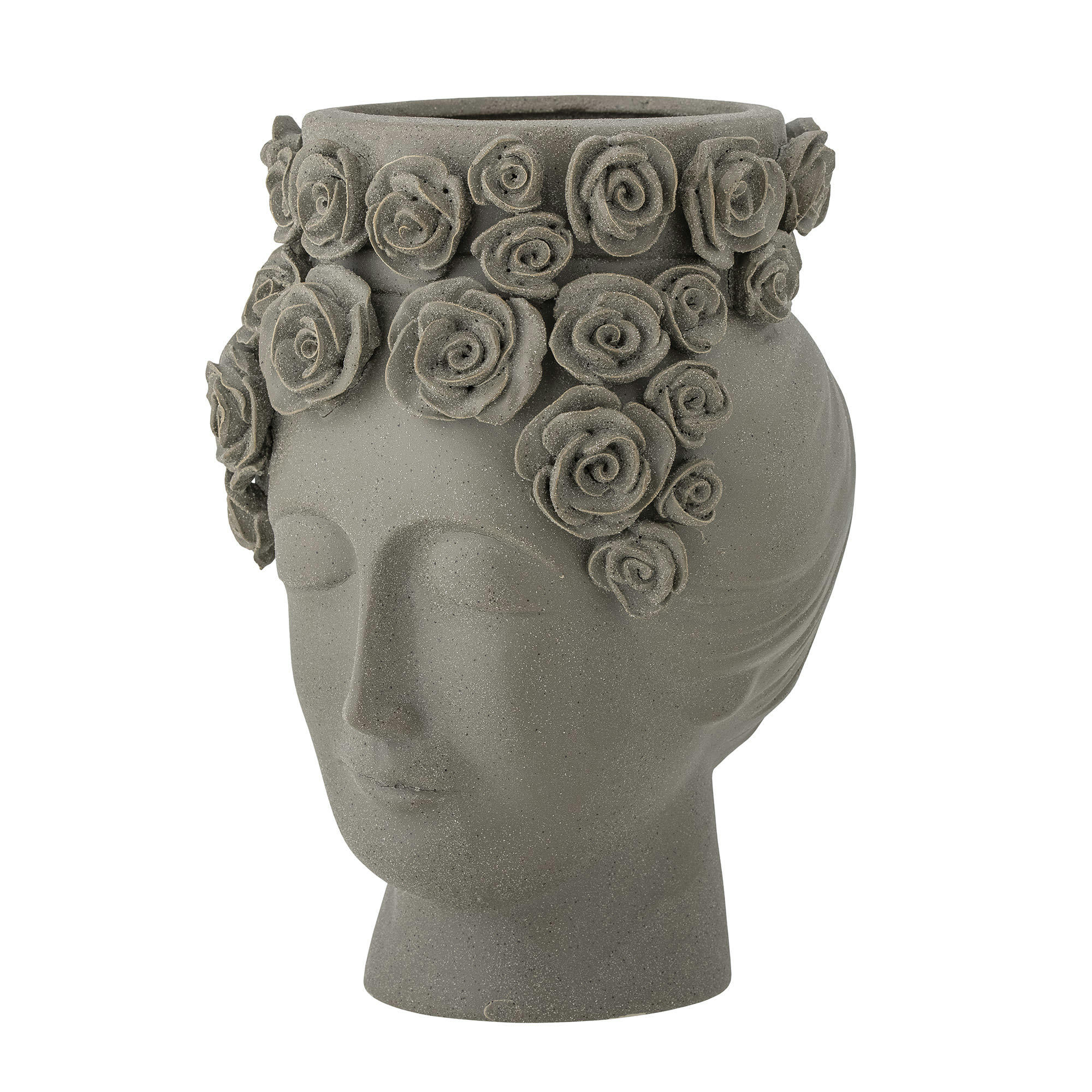 - Vase visage en grès gris H30