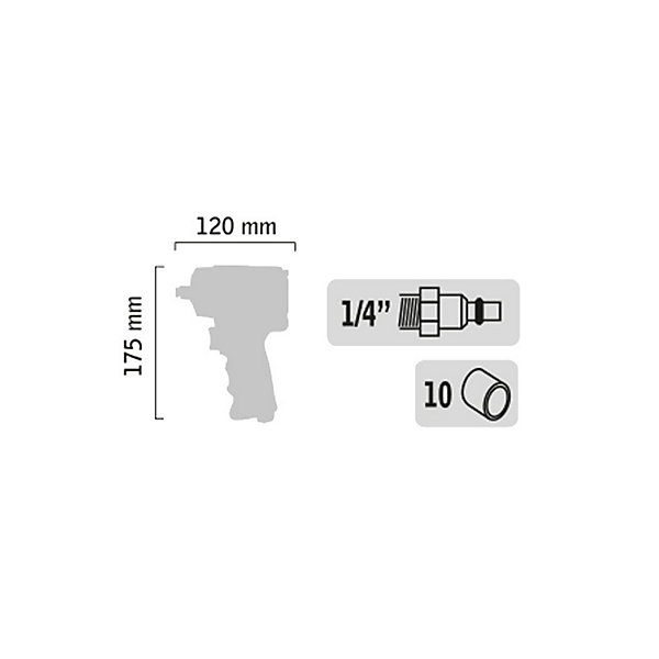 Coffret de clé à chocs pneumatique 1/2''   douilles courtes à chocs 1/2'' - GENERAL PNEUMATIC - GP1313BC