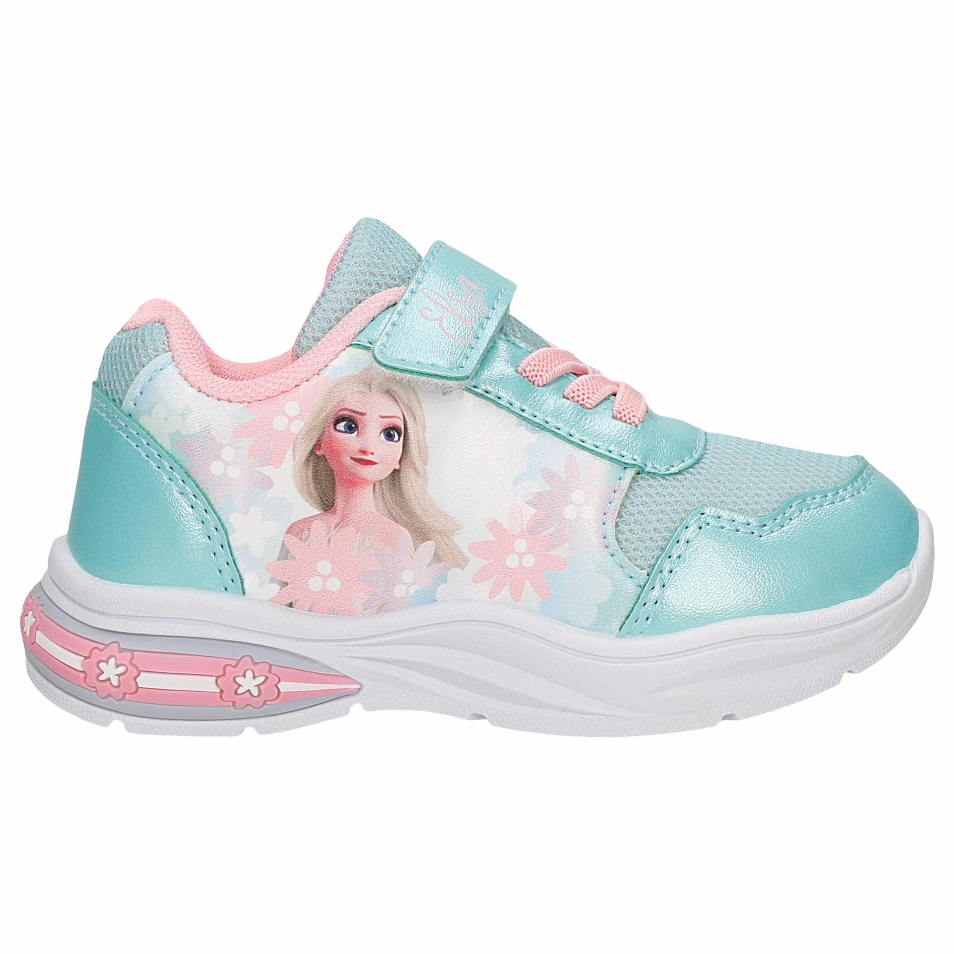 Miętowe sneakersy dziewczęce z Elsą FROZEN ze świecącą podeszwą BARTEK 87028-17