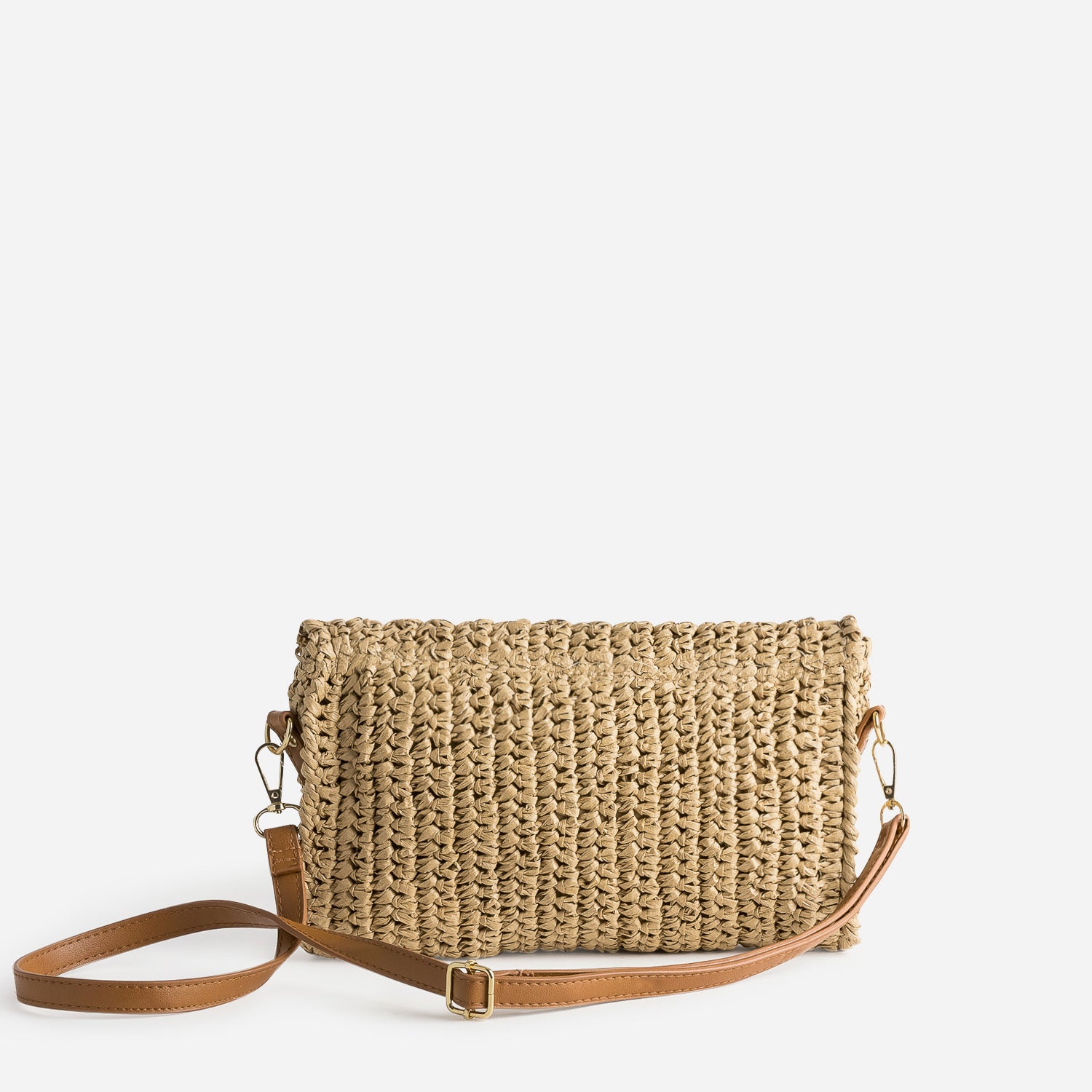 Pochette beige paille tressée