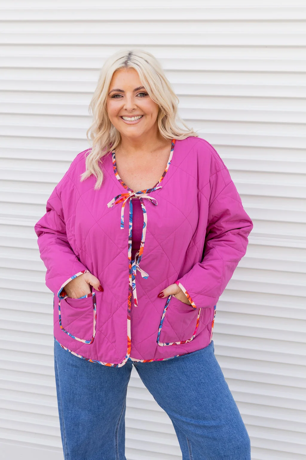 Deja Reversible Jacket in Jardin/Deep Magenta