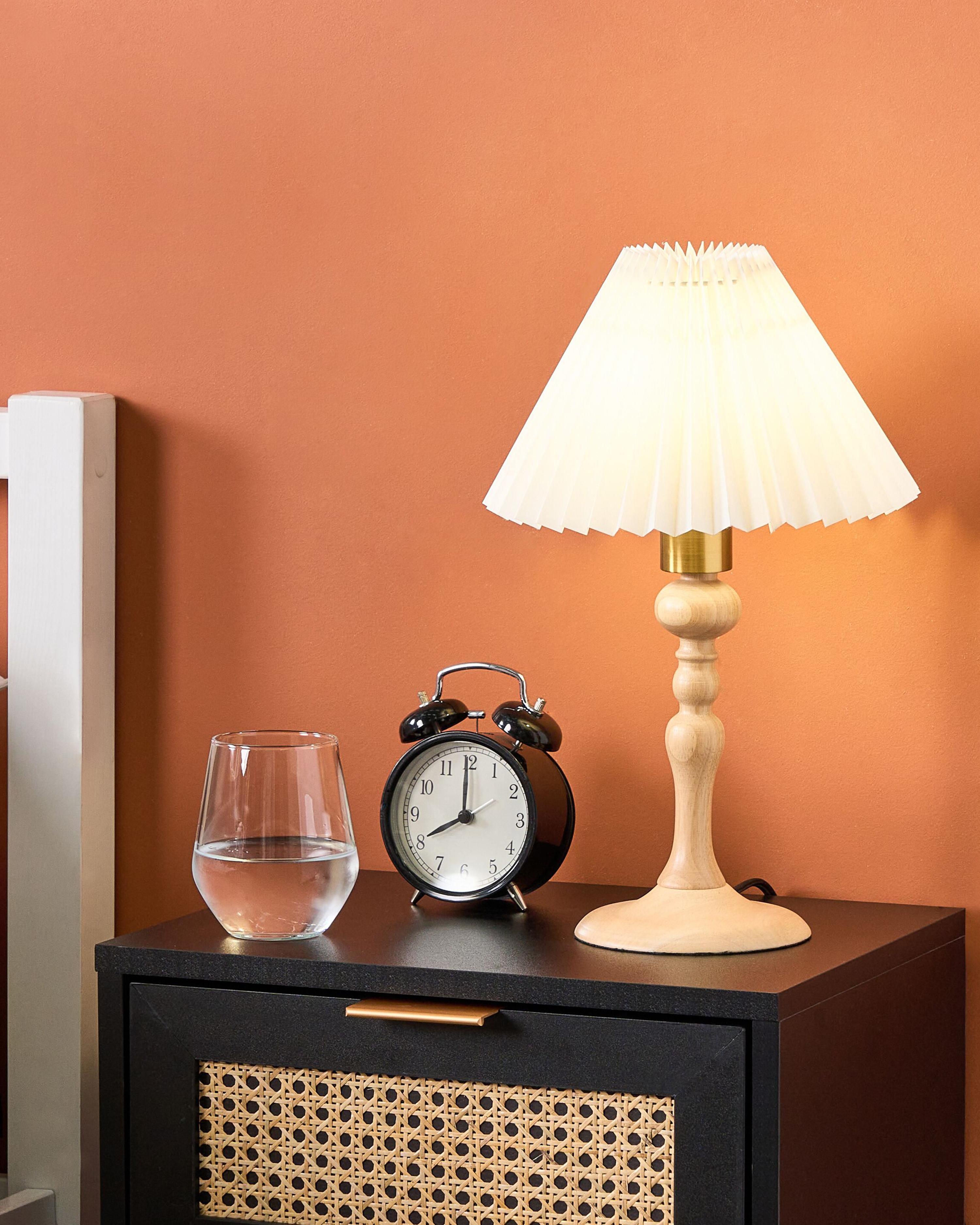Table Lamp COOKS Oak Wood Light Brown/ White