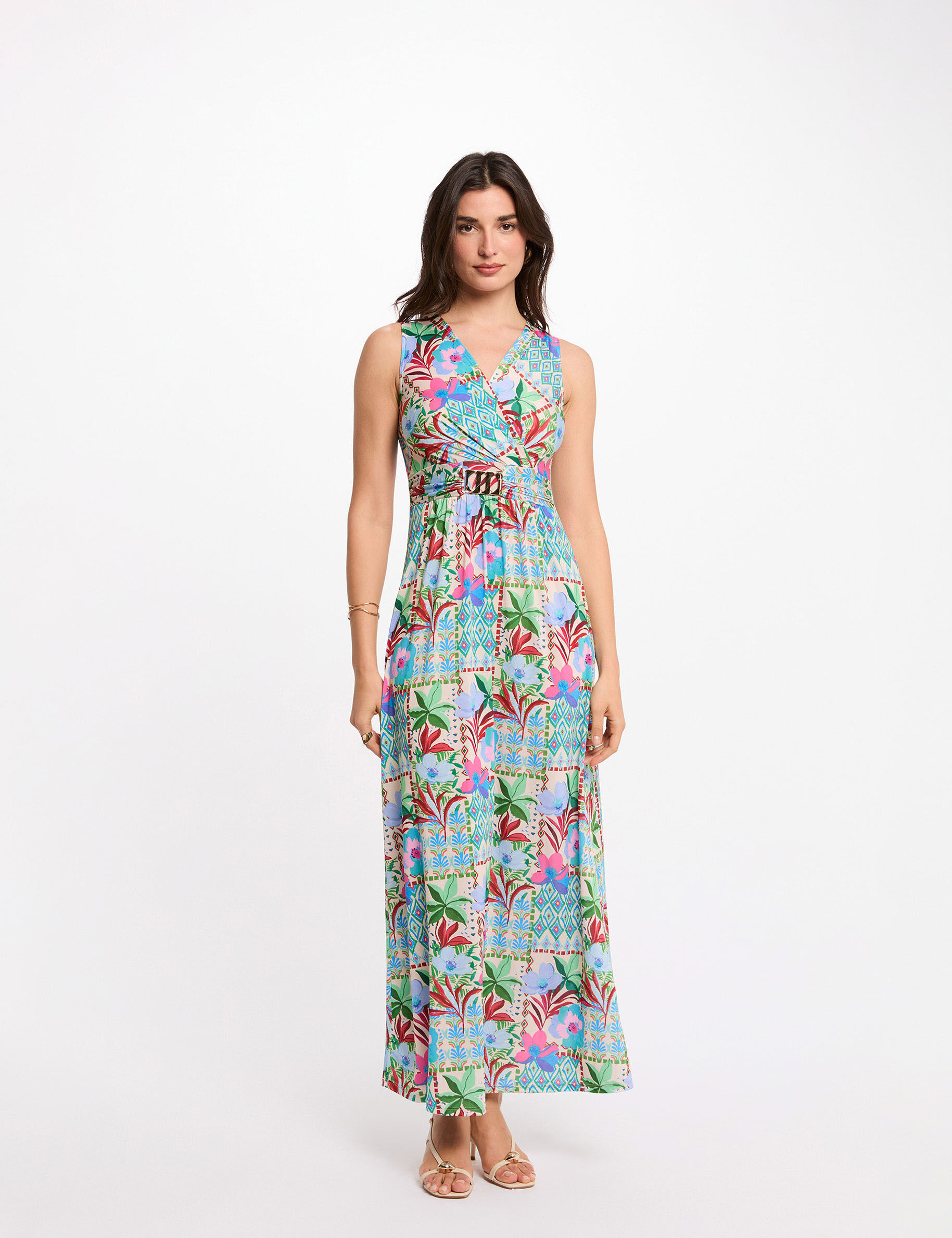 Long Dress With Neckline Multicolor Women